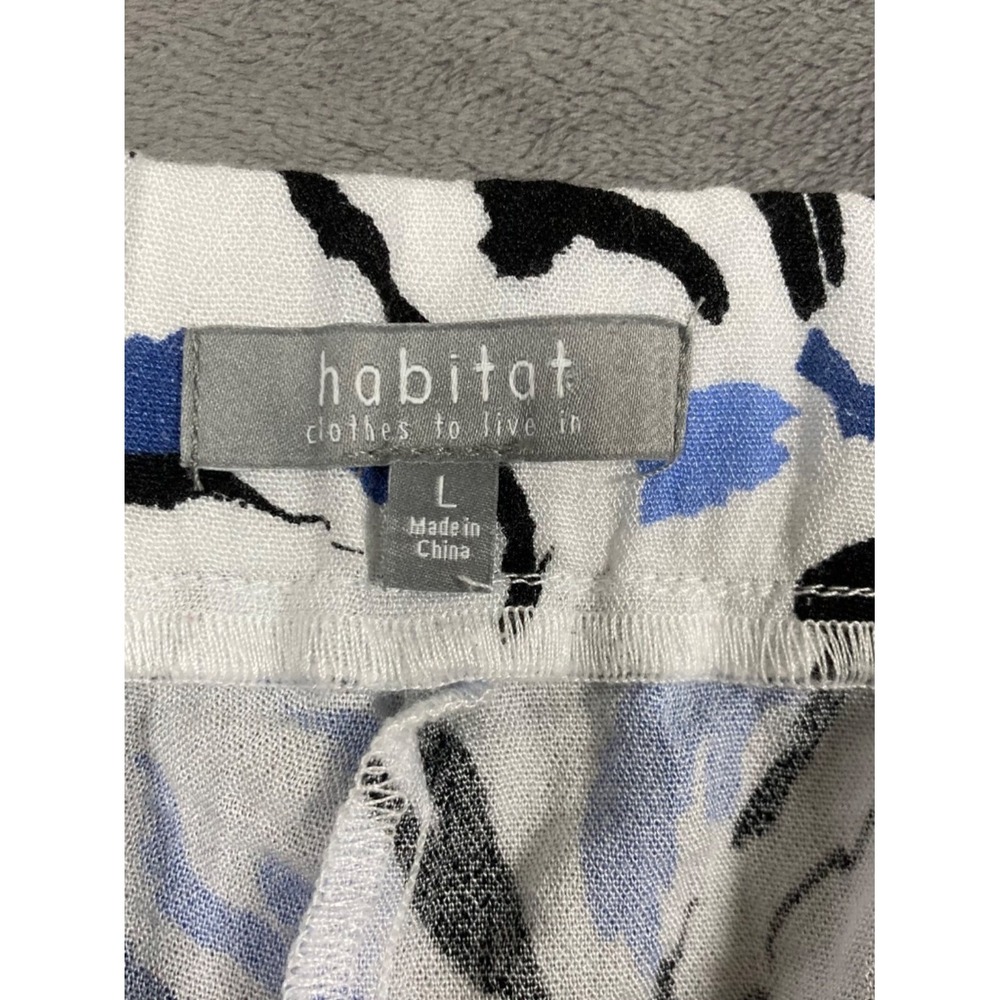 Habitat Clothes To Live In Floral Wide Leg Crop Pants Blue White Black Size L - Picture 2 of 8